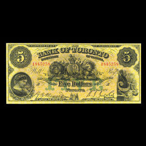 Canada, Bank of Toronto (The), 5 dollars : 1 octobre 1929