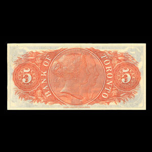 Canada, Bank of Toronto (The), 5 dollars : 2 janvier 1937