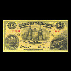 Canada, Bank of Toronto (The), 10 dollars : 2 janvier 1937