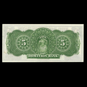 Canada, Dominion Bank, 5 dollars : 2 janvier 1925