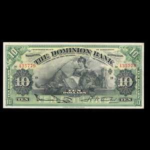 Canada, Dominion Bank, 10 dollars : 2 janvier 1925