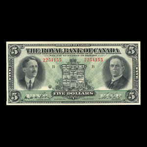Canada, Banque Royale du Canada, 5 dollars : 3 janvier 1927