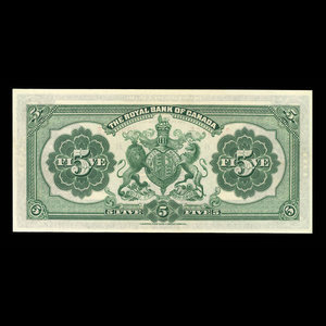 Canada, Banque Royale du Canada, 5 dollars : 3 janvier 1927