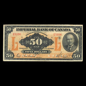 Canada, Imperial Bank of Canada, 50 dollars : 1 novembre 1923