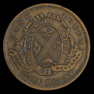 Canada, Banque de Montréal, 1/2 penny : 1839