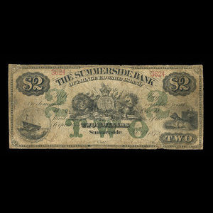 Canada, Summerside Bank of Prince Edward Island, 2 dollars : 1 février 1872