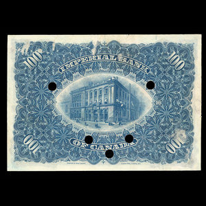 Canada, Imperial Bank of Canada, 100 dollars : 2 janvier 1907
