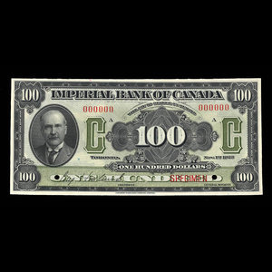 Canada, Imperial Bank of Canada, 100 dollars : 1 novembre 1923
