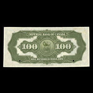 Canada, Imperial Bank of Canada, 100 dollars : 1 novembre 1923