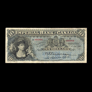 Canada, Imperial Bank of Canada, 10 dollars : 1 janvier 1910