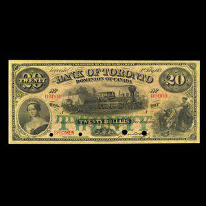 Canada, Bank of Toronto (The), 20 dollars : 1 février 1913