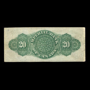 Canada, Imperial Bank of Canada, 20 dollars : 1 novembre 1876