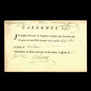 Canada, Administration coloniale française, 3 livres : 15 janvier 1757