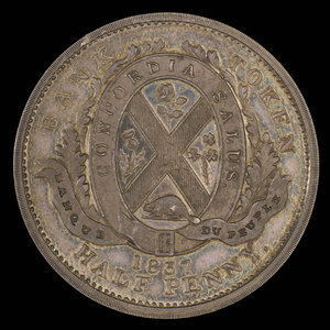 Canada, Banque de Montréal, 1/2 penny : 1837