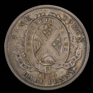 Canada, Banque de Montréal, 1/2 penny : 1844