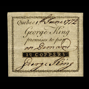 Canada, George King, 12 coppers : 1 juin 1772