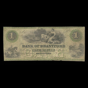 Canada, Bank of Brantford, 1 dollar : 1 novembre 1859