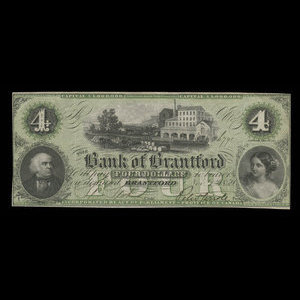 Canada, Bank of Brantford, 4 dollars : 1 novembre 1859