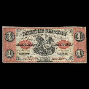 Canada, Bank of Clifton, 1 dollar : 1 septembre 1861