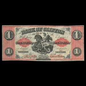 Canada, Bank of Clifton, 1 dollar : 1 septembre 1861