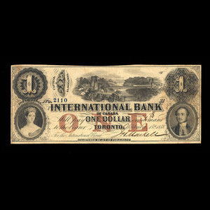 Canada, International Bank of Canada, 1 dollar : 15 septembre 1858