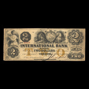 Canada, International Bank of Canada, 2 dollars : 15 septembre 1858