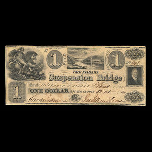 Canada, Niagara Suspension Bridge Bank, 1 dollar : 13 octobre 1840