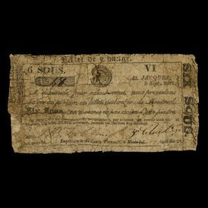 Canada, Z. Cloutier & J.B. Leblanc, 6 sous : 5 septembre 1837