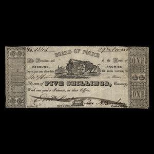 Canada, Cobourg Board of Police, 1 dollar : 29 novembre 1848
