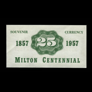 Canada, Ville de Milton, 25 cents : 15 juillet 1957