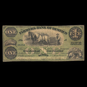 Canada, Farmers Bank of Rustico, 1 dollar : 2 janvier 1872