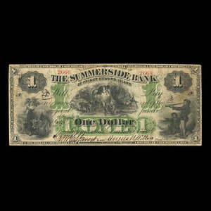 Canada, Summerside Bank of Prince Edward Island, 1 dollar : 1 décembre 1884