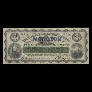 Canada, Bank of British North America, 4 dollars : 31 mai 1872