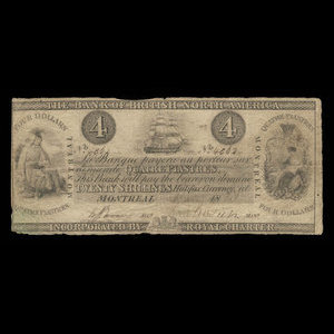 Canada, Bank of British North America, 4 dollars : 1 janvier 1841