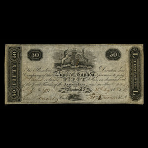 Canada, Bank of Canada, 50 dollars : 25 août 1818