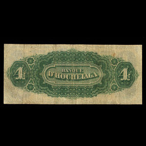 Canada, Banque d'Hochelaga, 4 piastres : 2 janvier 1874