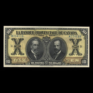 Canada, Banque Provinciale du Canada, 10 dollars : 31 janvier 1919