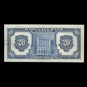 Canada, Barclays Bank, 20 dollars : 3 septembre 1929