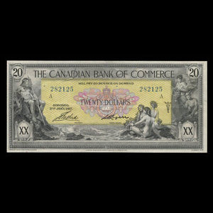 Canada, Canadian Bank of Commerce, 20 dollars : 2 janvier 1917