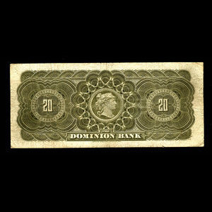 Canada, Dominion Bank, 20 dollars : 1 octobre 1897