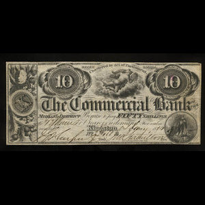 Canada, Commercial Bank of the Midland District, 10 dollars : 2 janvier 1854