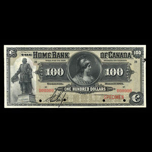 Canada, Home Bank of Canada, 100 dollars : 1 mars 1904