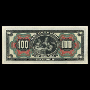 Canada, Home Bank of Canada, 100 dollars : 1 mars 1904