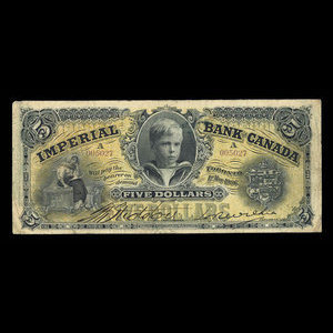 Canada, Imperial Bank of Canada, 5 dollars : 1 mai 1906