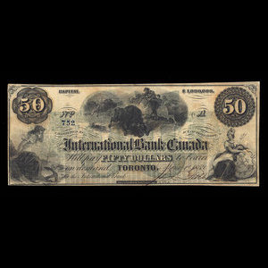 Canada, International Bank of Canada, 50 dollars : 1 juin 1859