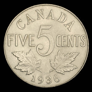 Canada, Georges V, 5 cents : 1936