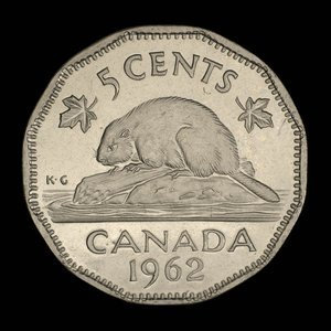 Canada, Élisabeth II, 5 cents : 1962