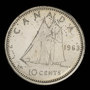 Canada, Élisabeth II, 10 cents : 1963