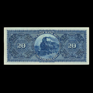 Canada, Union Bank of Newfoundland, 20 dollars : 1 mai 1889