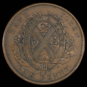 Canada, Banque de la Cité, 1 penny : 1837